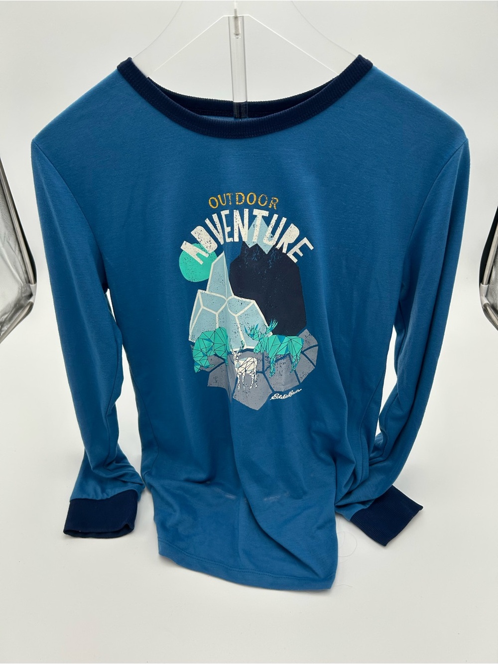Eddie Bauer Teal Blue Outdoor Adventure Graphic Long-Sleeve Tee
